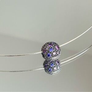 PANDORA Fancy Purple Cosmic Stars Clip Necklace